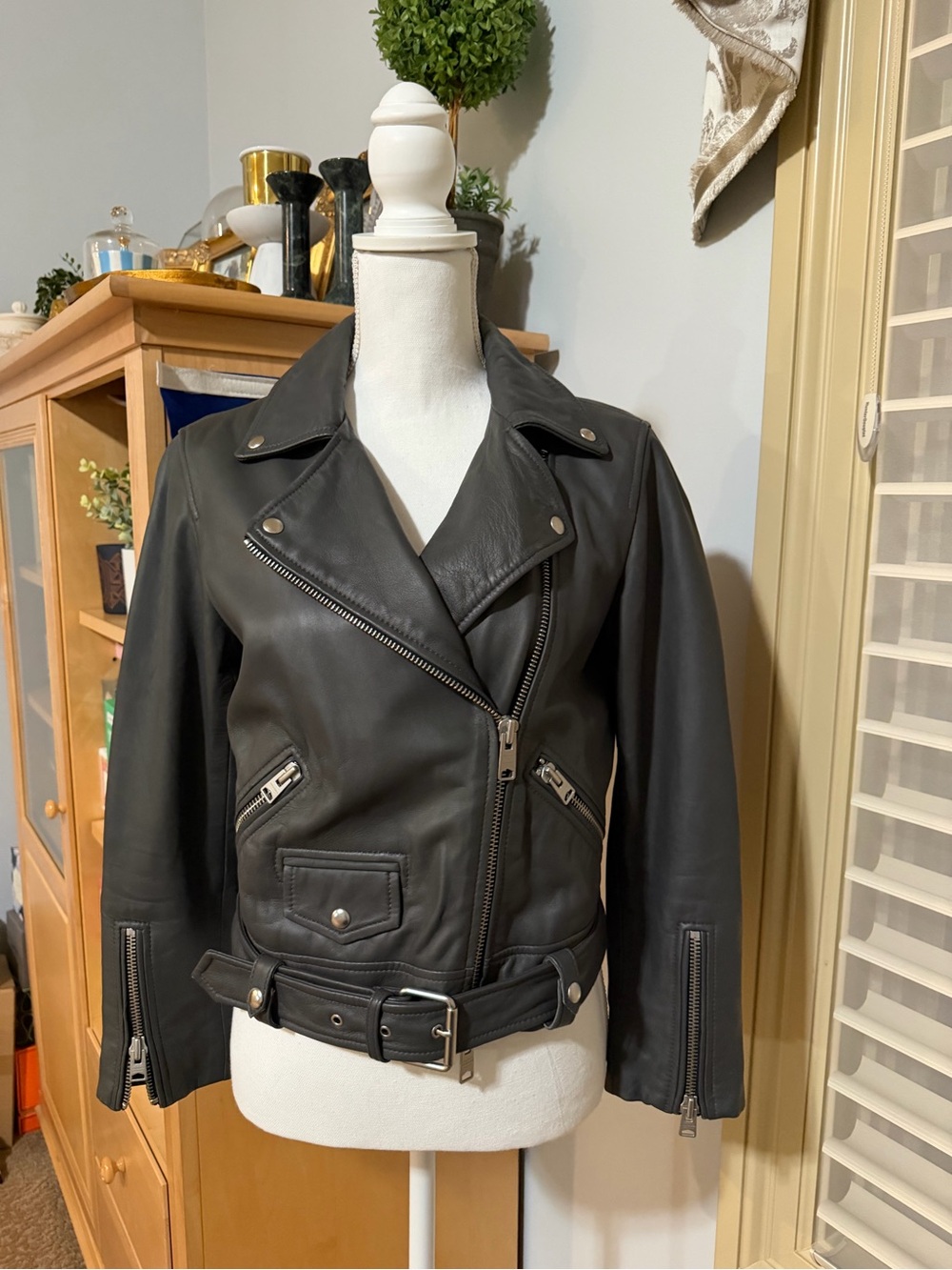 NWOT ALL SAINTS Lamb Leather Biker Jacket Size 8